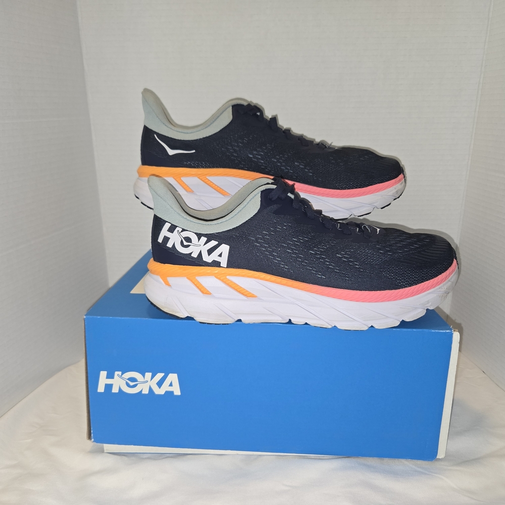 Hoka One One Clifton 7 Blue White Mens Size 9.5 D Wide